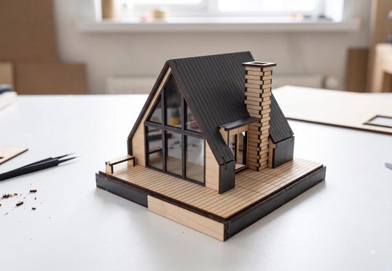 Scandinavian A-frame wooden house kit